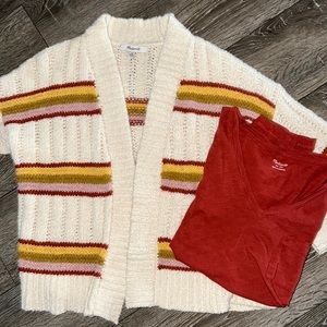 MADEWELL Diaz striped sweater cardigan and pocket tee